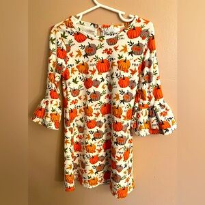 Girls Rare Editions Fall Pumpkin Long-Sleeve Dress Size 5